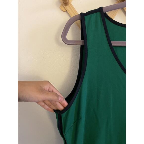 Banana Republic Mini Dress Women's Large Green Ponte V Neck Sleeveless Relaxed - Picture 4 of 5